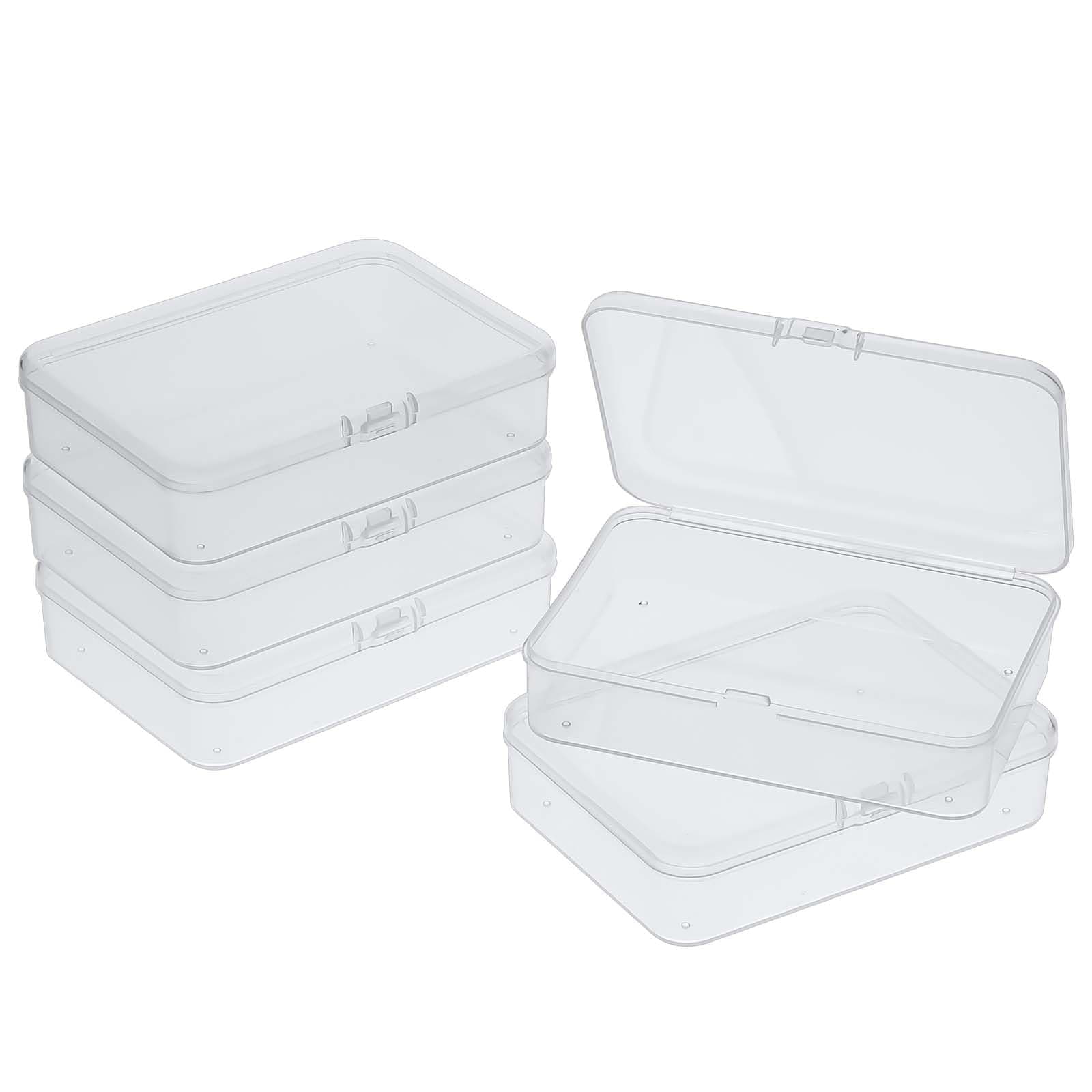 5 Pcs Mini Plastic Storage Containers Box with Lid, Small Storage Containers Travel Case 4x3x1 Inches Clear Rectangle Box Organizer for Collecting Small Items, Beads, Jewelry, Cards, Crafts
