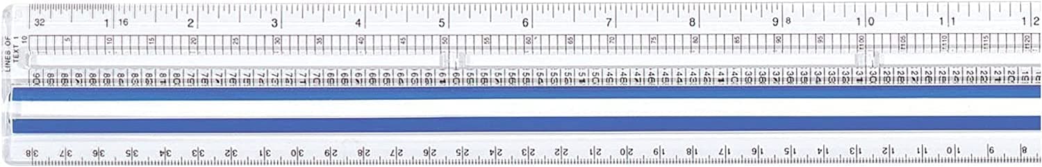 Data Processing Magnifying Ruler, 2X Magnification, 1/16-Inch & Tenths Scales, Back-to-School, School Supplies, Classroom Supplies, 12-Inch