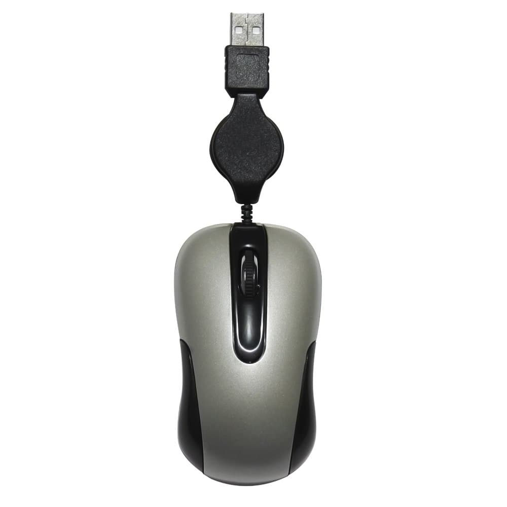 5079 Mini Retractable Cable Wired USB Optical Mouse for for Laptop (Gray)
