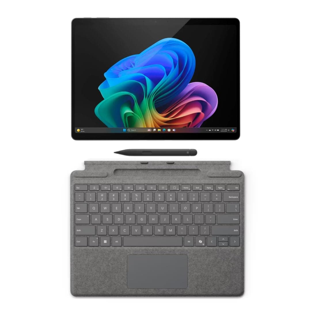Microsoft Surface Pro 11 Bundle, 2-in-1 Tablet with Pro Keyboard and Slim Pen, Copilot+ PC, 13" Touchscreen OLED Display, Snapdragon X Elite (12 Core), 16GB RAM, 2TB SSD, Windows 11 Pro, Black