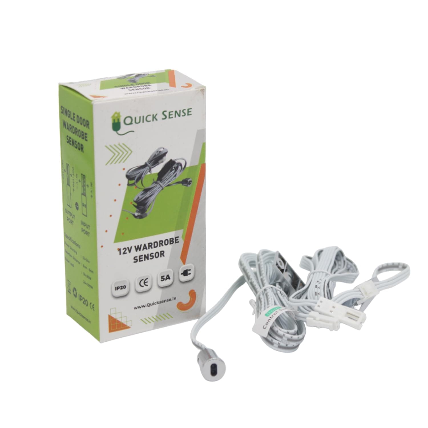 QS-WR11 Wardrobe Sensor | 12V-24V DC | Automatic Door-Activated Lighting | Single-Door Cabinet Light Switch | 120° Detection | 60W/120W Load Support