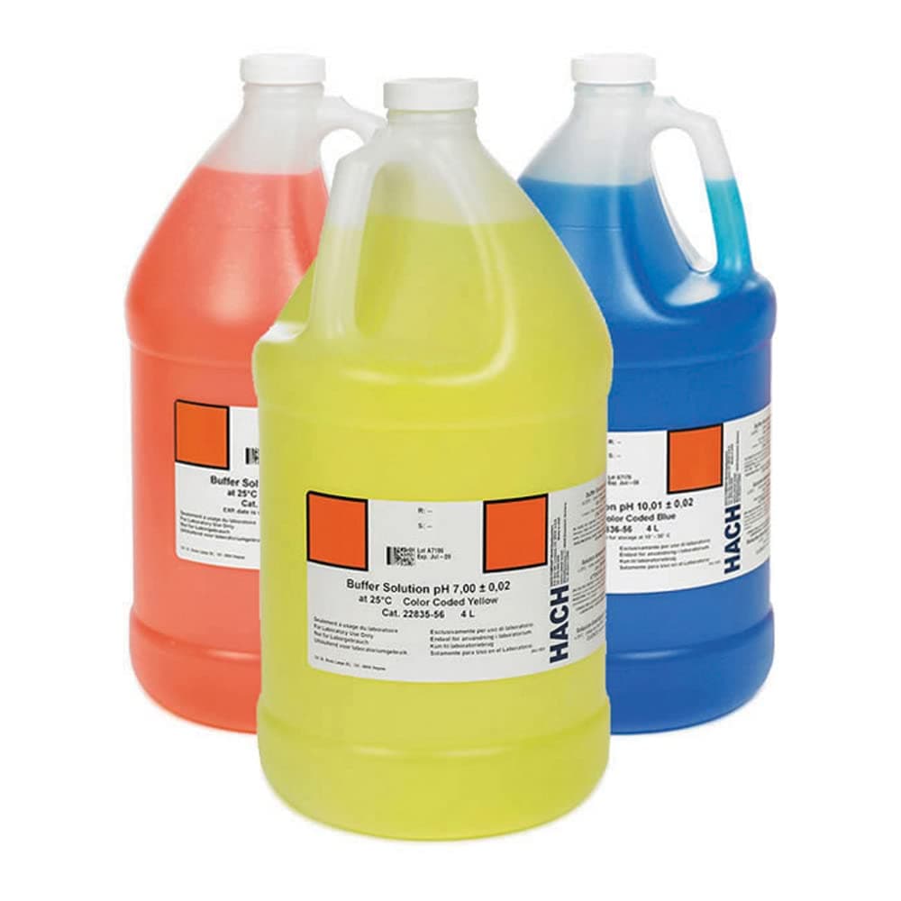 Hach pH Buffer Solution Kit, Color-Coded, pH 4.01, pH 7.00 and pH 10.01, 4L Each, 2507200
