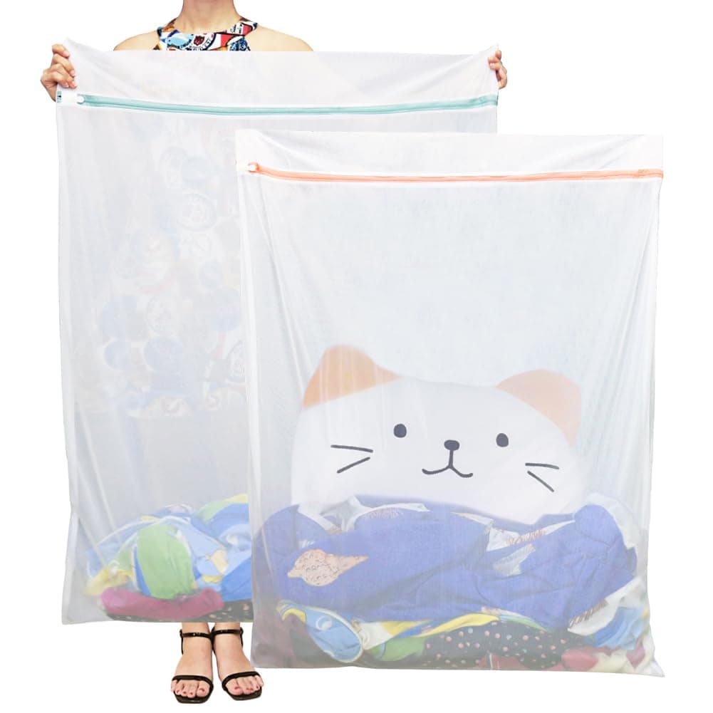 Extra Large Mesh Laundry Bags, 2 Pack 43 x 35 inch Jumbo Delicates Bag for Washing Machine, Large Mesh Bags for Delicates, Coats, Blankets, Bedding, Toys, Pet Items