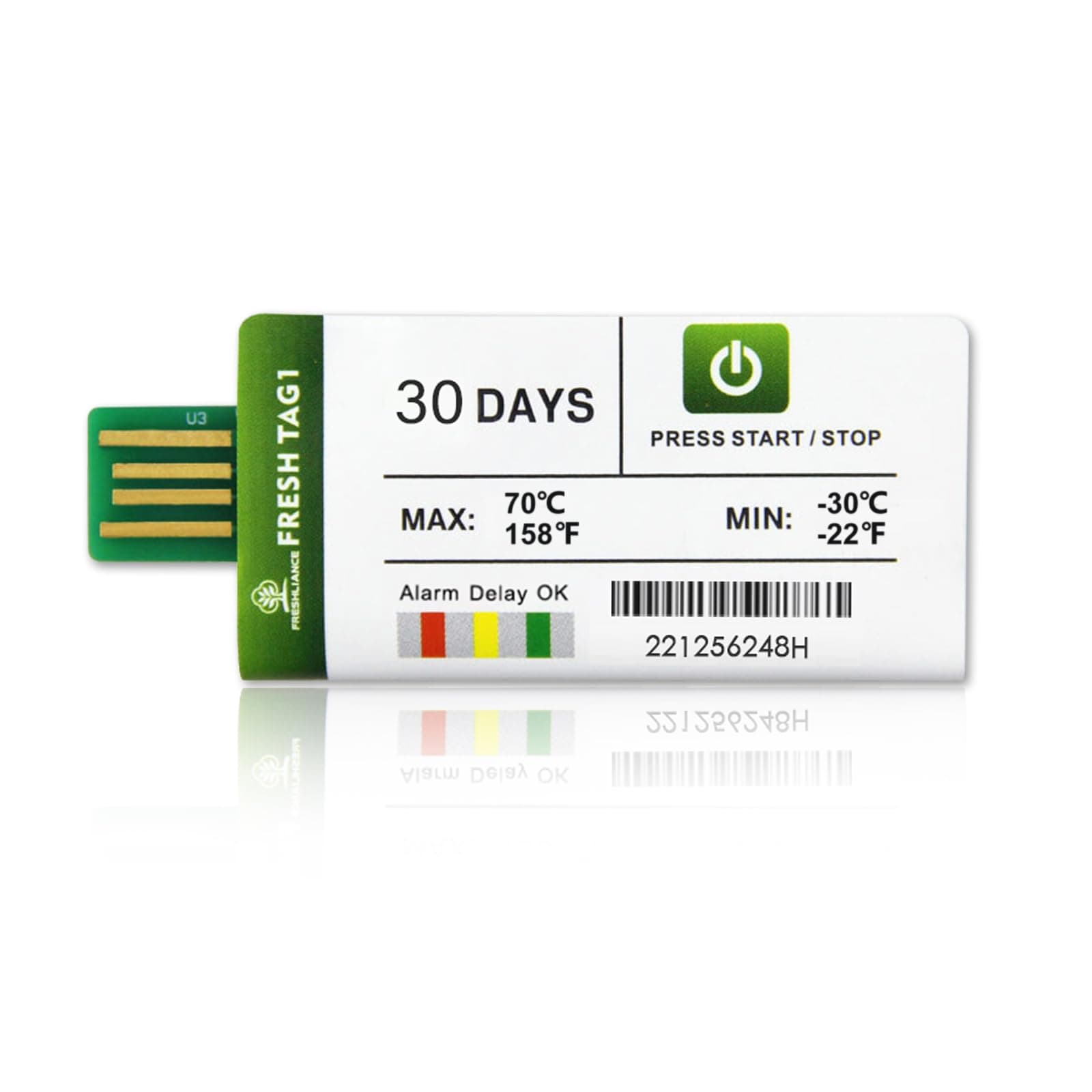 Freshliance 10packs USB Temperature Data Logger Recorder with PDF and CSV Reports High Accuracy Cover 30days Single Use Cold Chain Fresh Tag 1 New Version