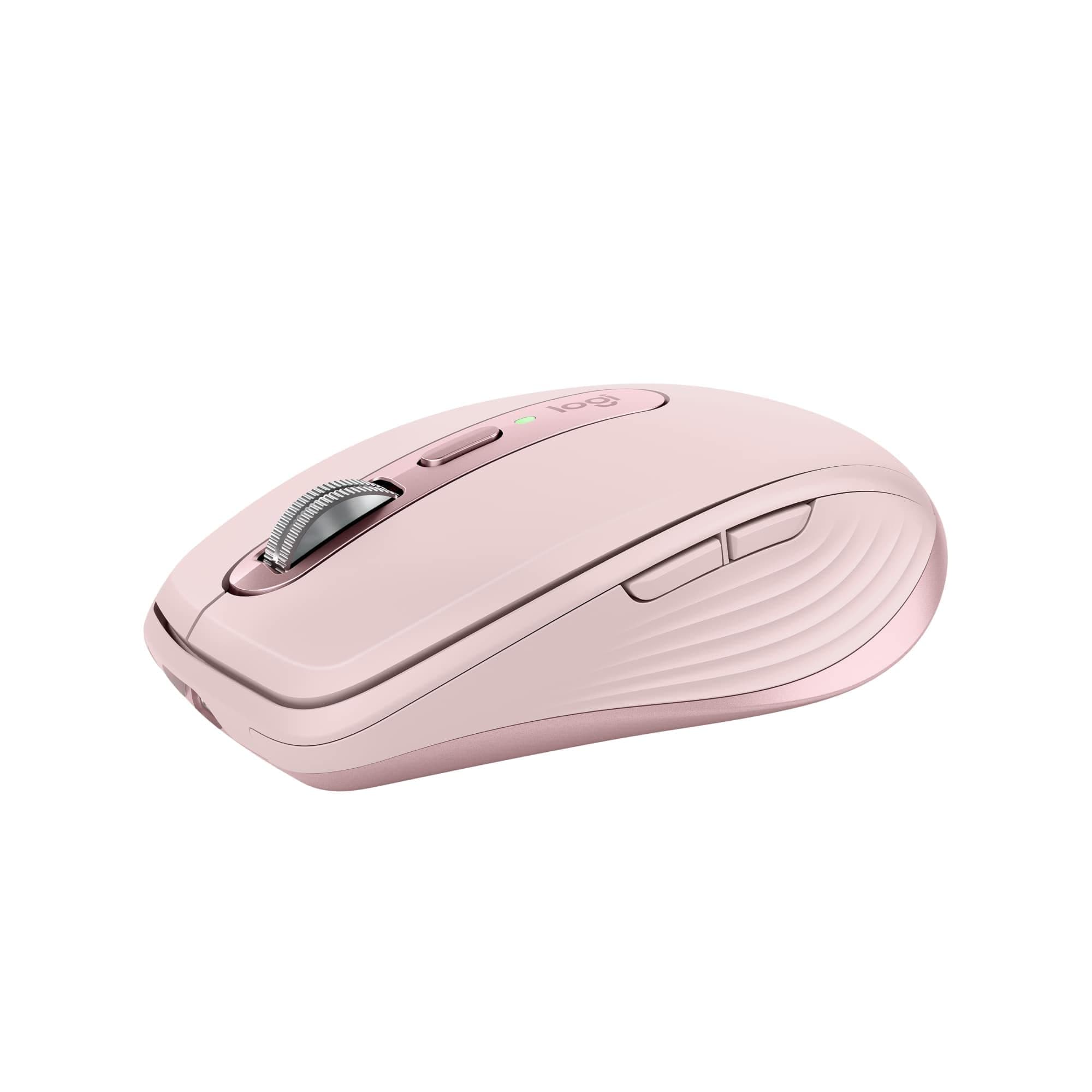 Logitech MX Anywhere 3S Compact Wireless Mouse, Fast Scrolling, 8K DPI Any-Surface Tracking, Quiet Clicks, Programmable Buttons, USB C, Bluetooth, Windows PC, Linux, Chrome, Mac - Rose