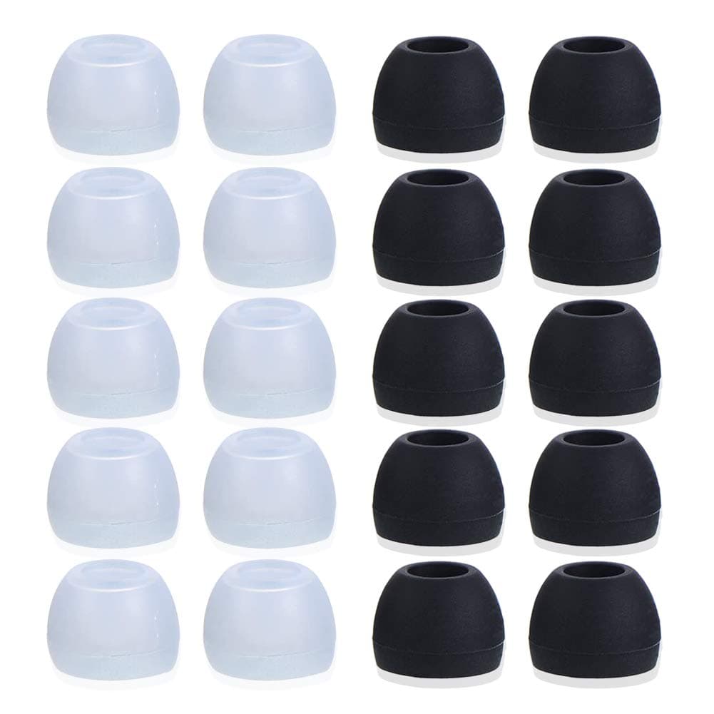 FIXED Star FIXED Star 20 Pcs Medium Silicone Earbud Cap Tip Cover Replacement - 10 Black, 10 Clear