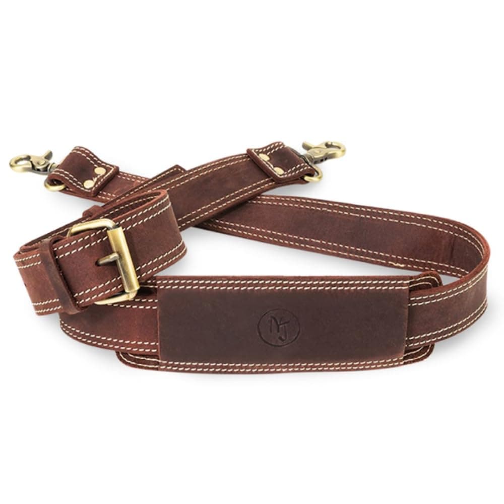 NJ Leatherworks Leather Bag Strap, Adjustable Replacement Shoulder Strap for Messenger, Duffel, Laptop, Camera Bags or Purses