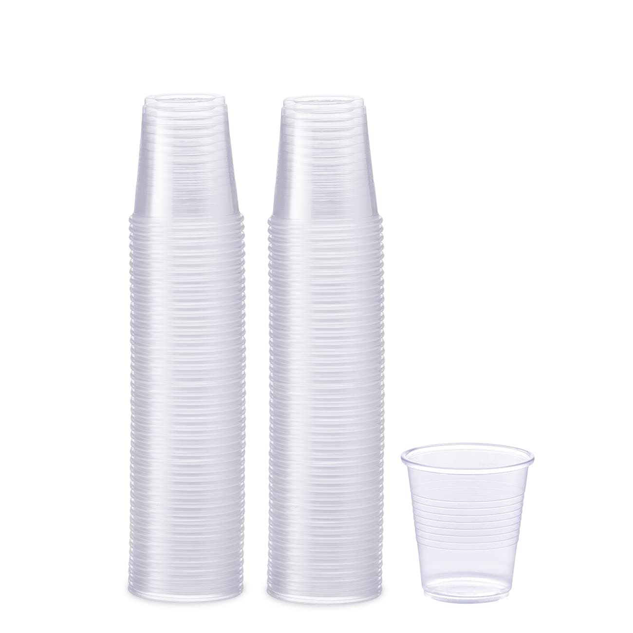 Clear Plastic Cups [3 oz - 100 Count] – Small Disposable Drinking Cups for Water, Mouthwash, Bathroom, Tasting & More – Crystal Clear, BPA-Free, Durable Polypropylene (Formerly Comfy Package)