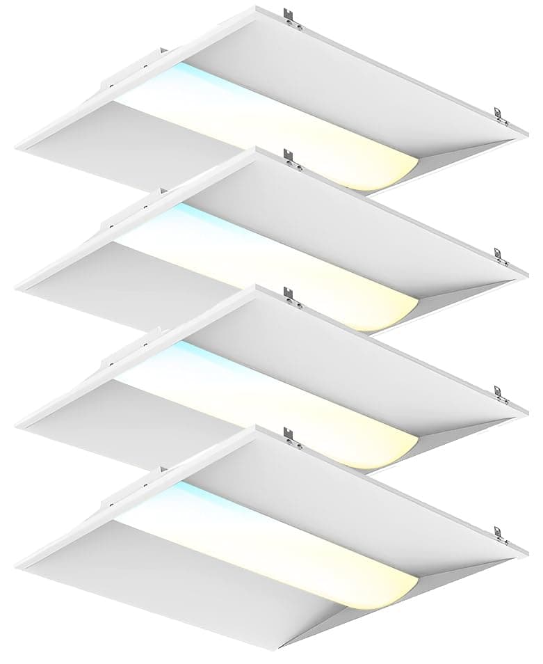 2x2 FT Center Basket LED Troffer Panel Light, 20/30/40W, 3 Color Options 3000K | 4000K | 5000K, Dimmable Drop Ceiling Lights, 2500/3750/5000 Lumens, Damp Rated, 120-277V, DLC Premium (4 Pack)