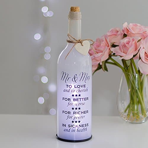 Mr & Mrs White Light Up LED Bottle