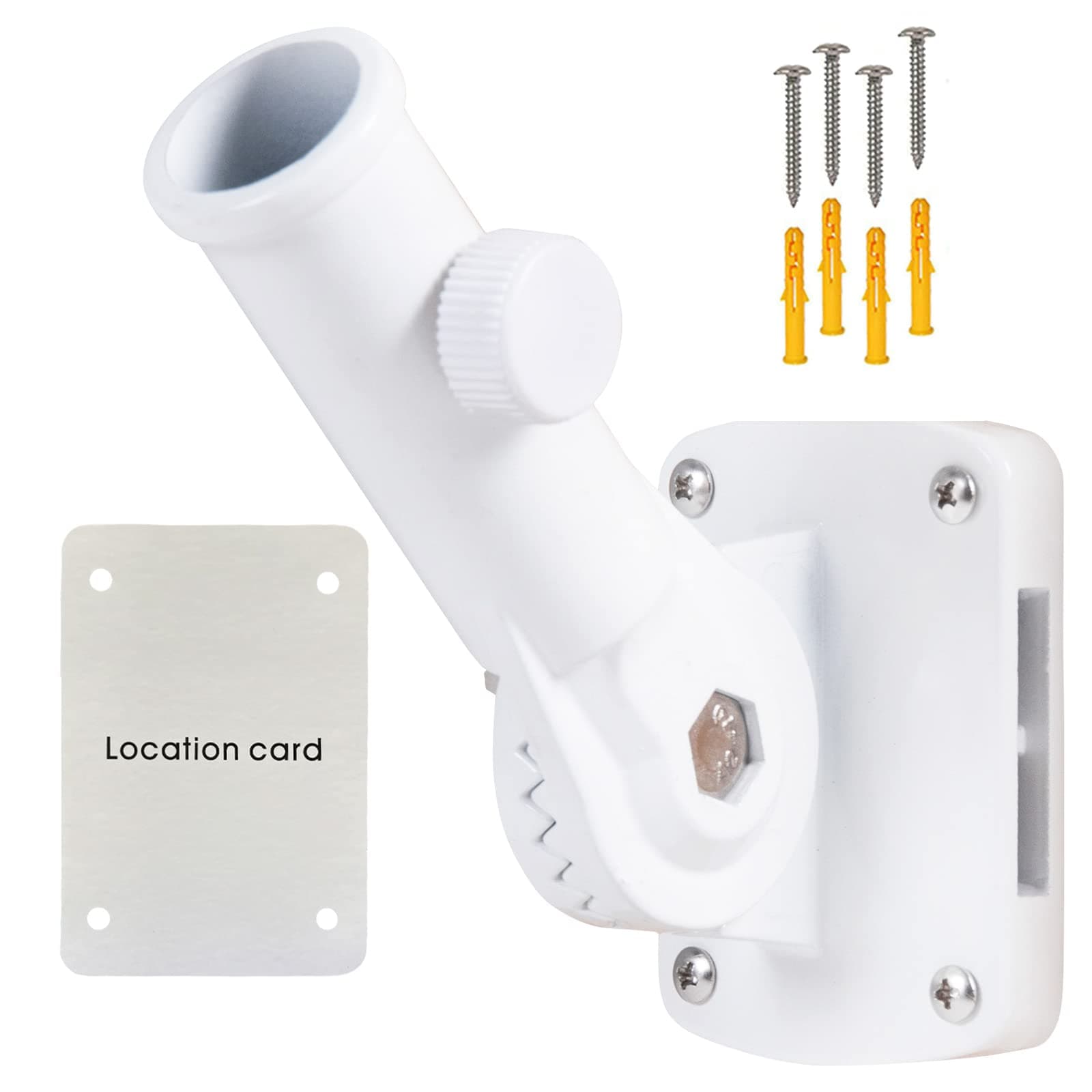 NQ Flag Pole Holder Adjustable, Flag Pole Bracket for Outside House Heavy Duty Aluminum, Multi-Position Flag Pole Mounting Bracket Rust Free with Hardwares, 1" Inner Diameter (White- 1 Pack)