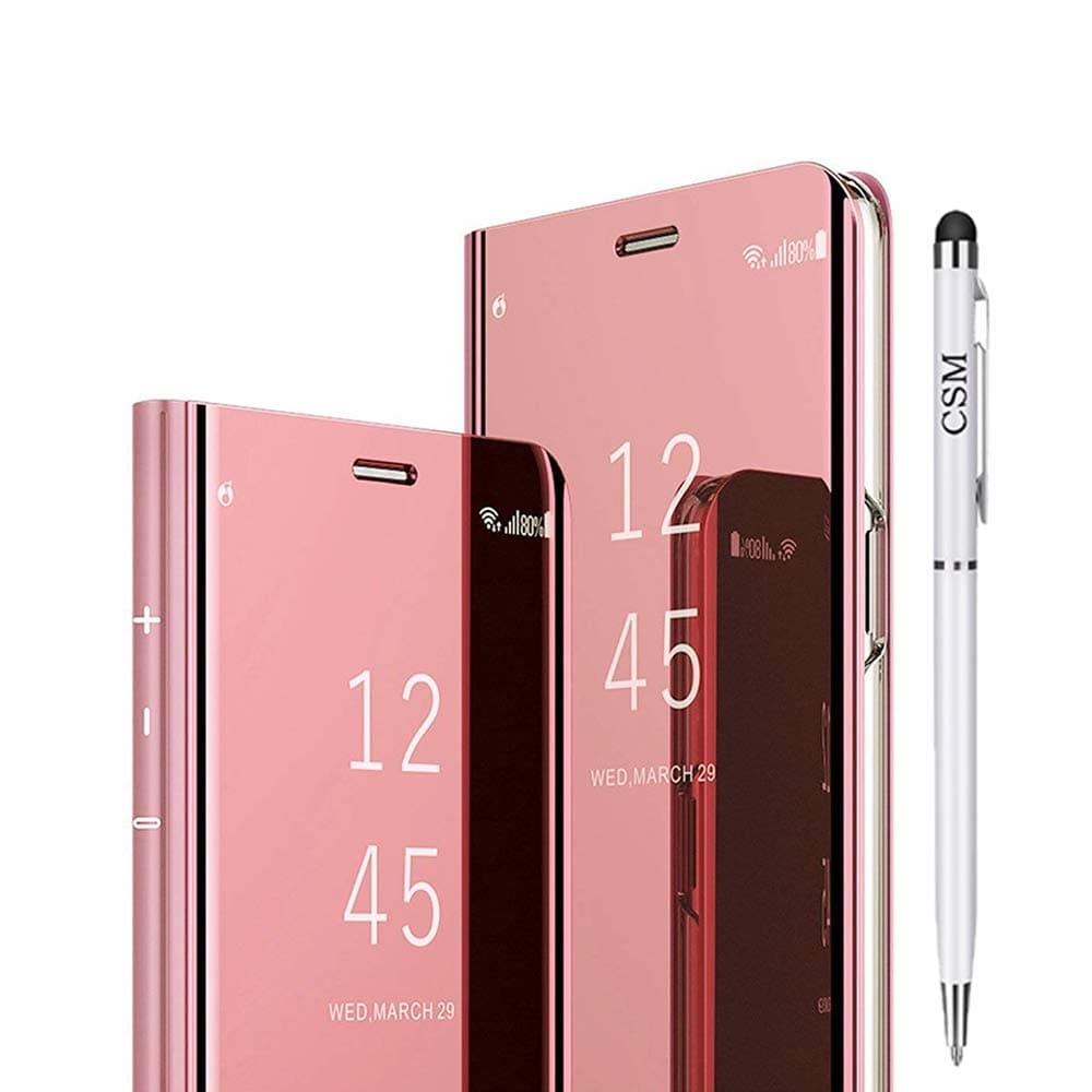 iPhone 8/iPhone 7 Mirror Flip Case, Luxury Electroplate Plating Kickstand Case Smart Clear View Cover with Full Coverage Flexible Film for Apple iPhone 8/iPhone 7(4.7 Inch)-(Rose Gold)