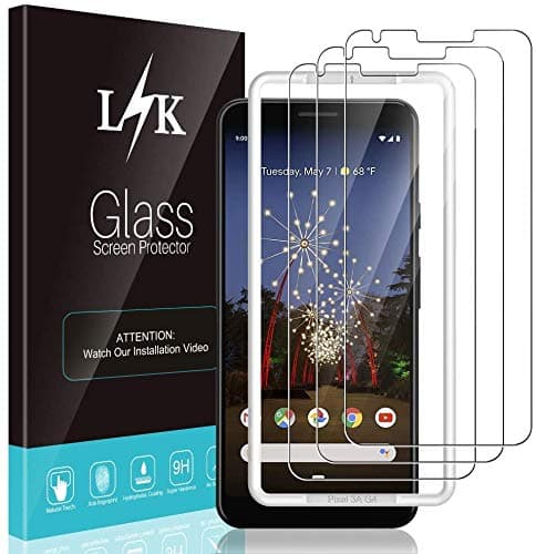 L K 3 Pack Screen Protector for Google Pixel 3a, Tempered Glass Google Pixel 3a [9H Hardness] [Scratch Resistance] [Case Friendly] [No Lifted Edges] [Easy Installation] Screen Protective Film
