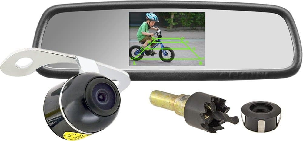 High Kick Digital 4.3" Rearview Security System (Rear View Mirror with Built-in Display and Color Camera) HK-4318