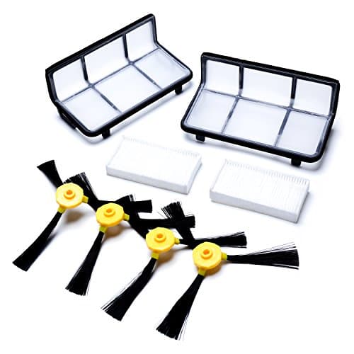 Robins Robot Part Accessories Including 4 pcs Side Brush, 2 pcs HEPA Filter, 2 pcs Primary Filter, for HK-RV700G-1 HK-RV700B-1 Robot Vacuum Cleaner (6pcs)