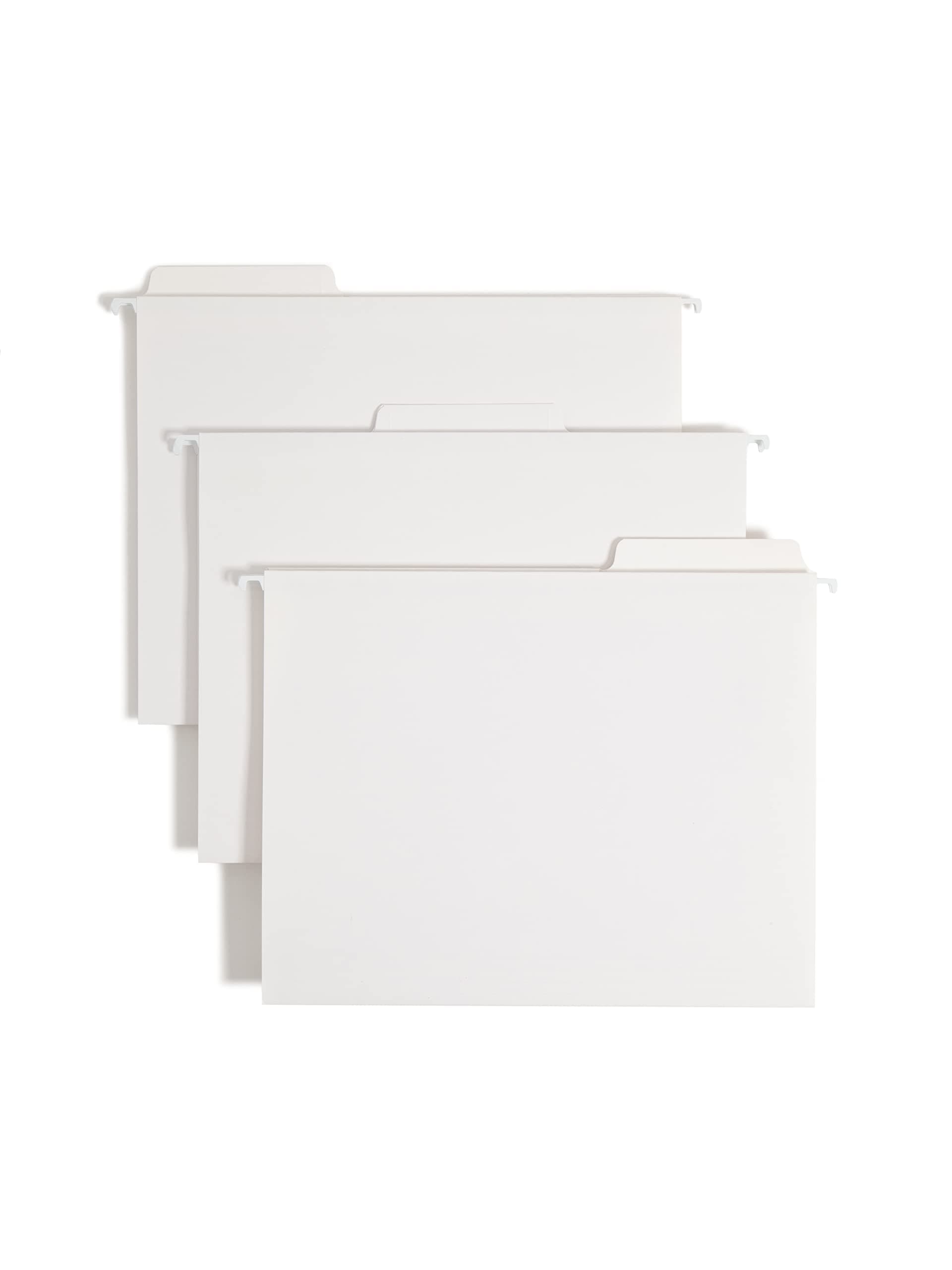 FasTab Hanging File Folder, 1/3-Cut Built-in Tab, Letter Size, White, 20 per Box (64002)