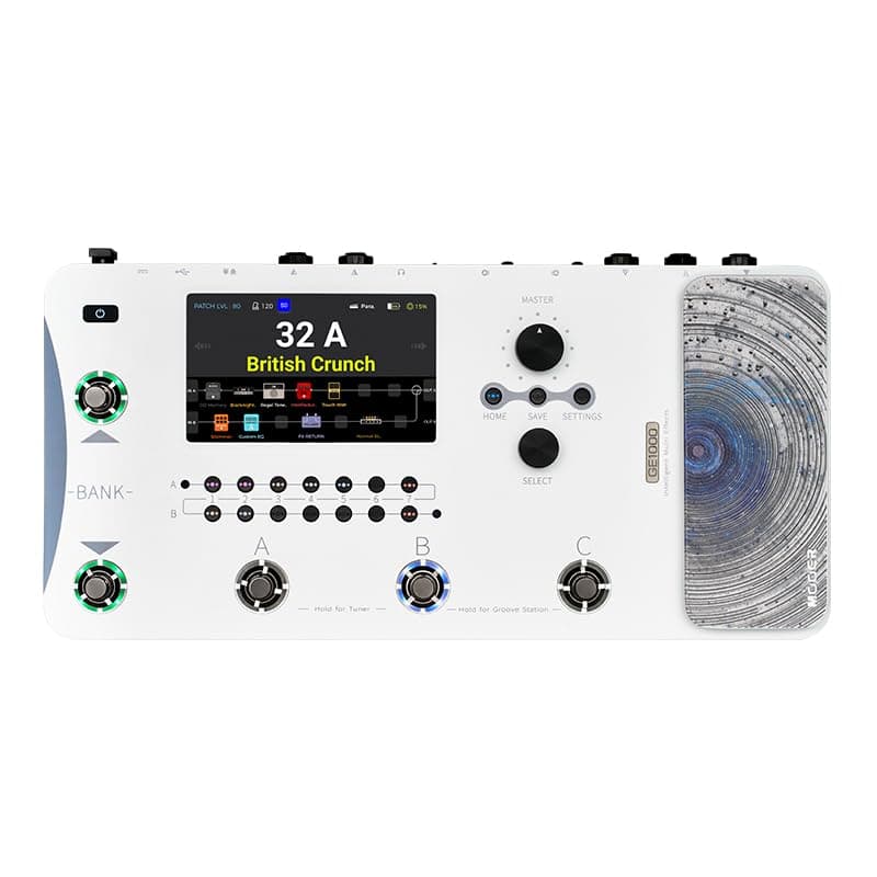 MOOER GE1000 White Guitar Multieffects Pedal Dual Effects Chains Processor with AI Equalization, 5" Touch Screen, 300+ Effects, Third-brand IRs, Stereo Sound Out Put, XLR, MIDI Port, Guitar/Bass