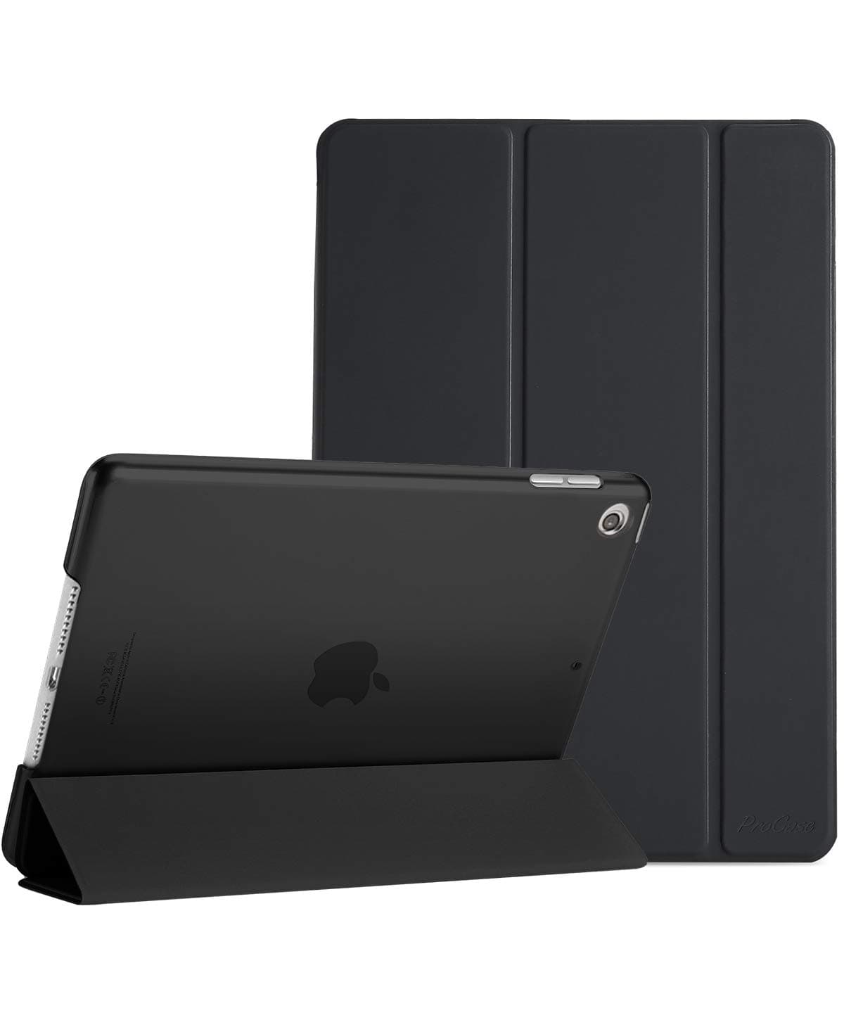ProCase iPad 9/8/7 Case (2021 2020 2019) Translucent Back Cover Smart Cover Lightweight Trifold Stand for iPad 10.2" - Black