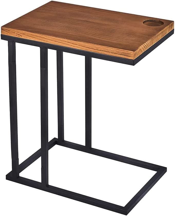 INDIAN DECOR RW900 C Table Sofa Side End Table, C Shaped Table for Coffee Snack Laptop, Industrial Side Table, Beside Bed Sofa Portable Workstation, Metal Frame