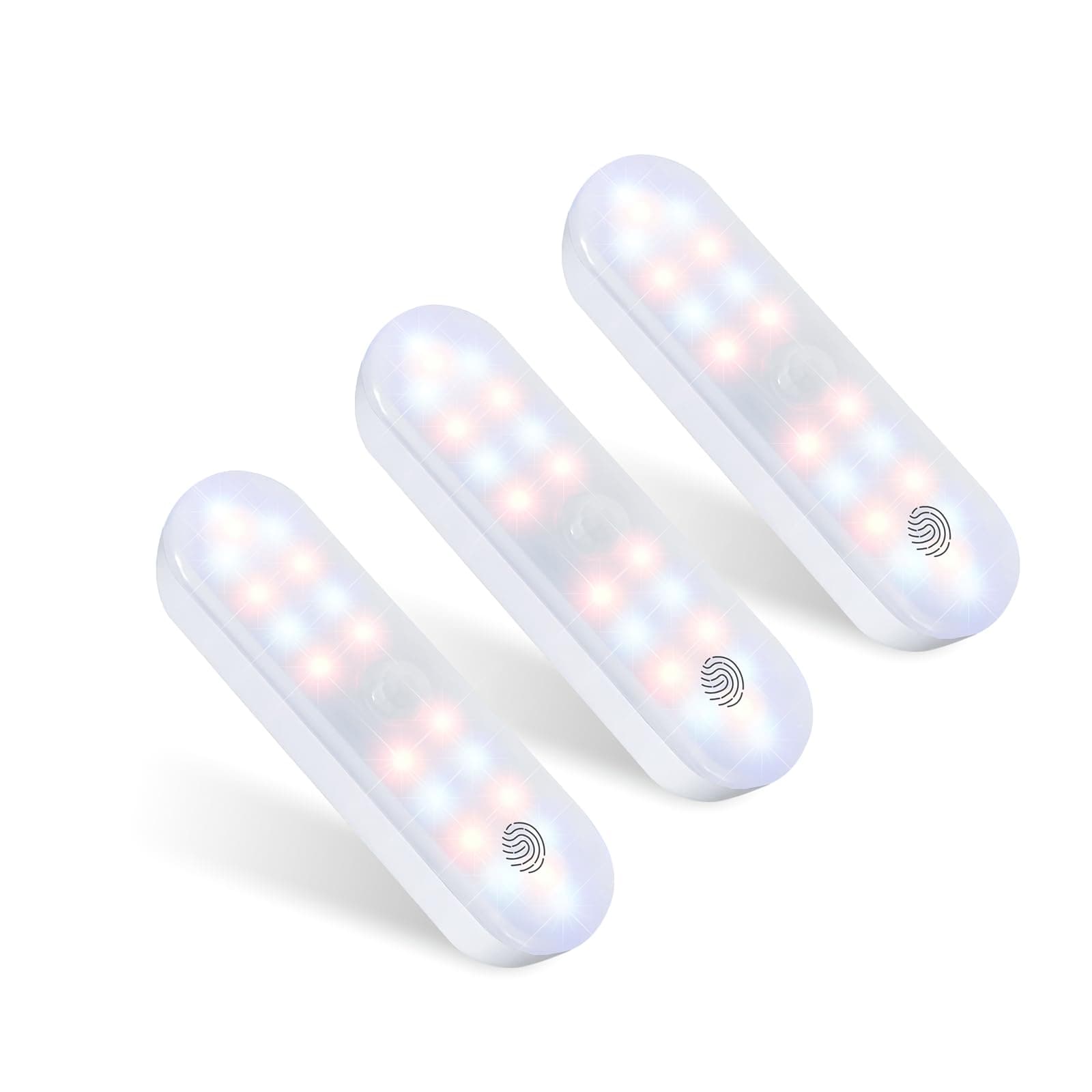 MERTTURM Wireless Motion Sensor Light, 3 Motion Modes x 3 Colors x Brightness Dimmable Magnetic Cabinet Light, 1600mAh Rechargeable&Touch Control Night Light to Wardrobe, Closet, Hallway, Stair[3PACK]