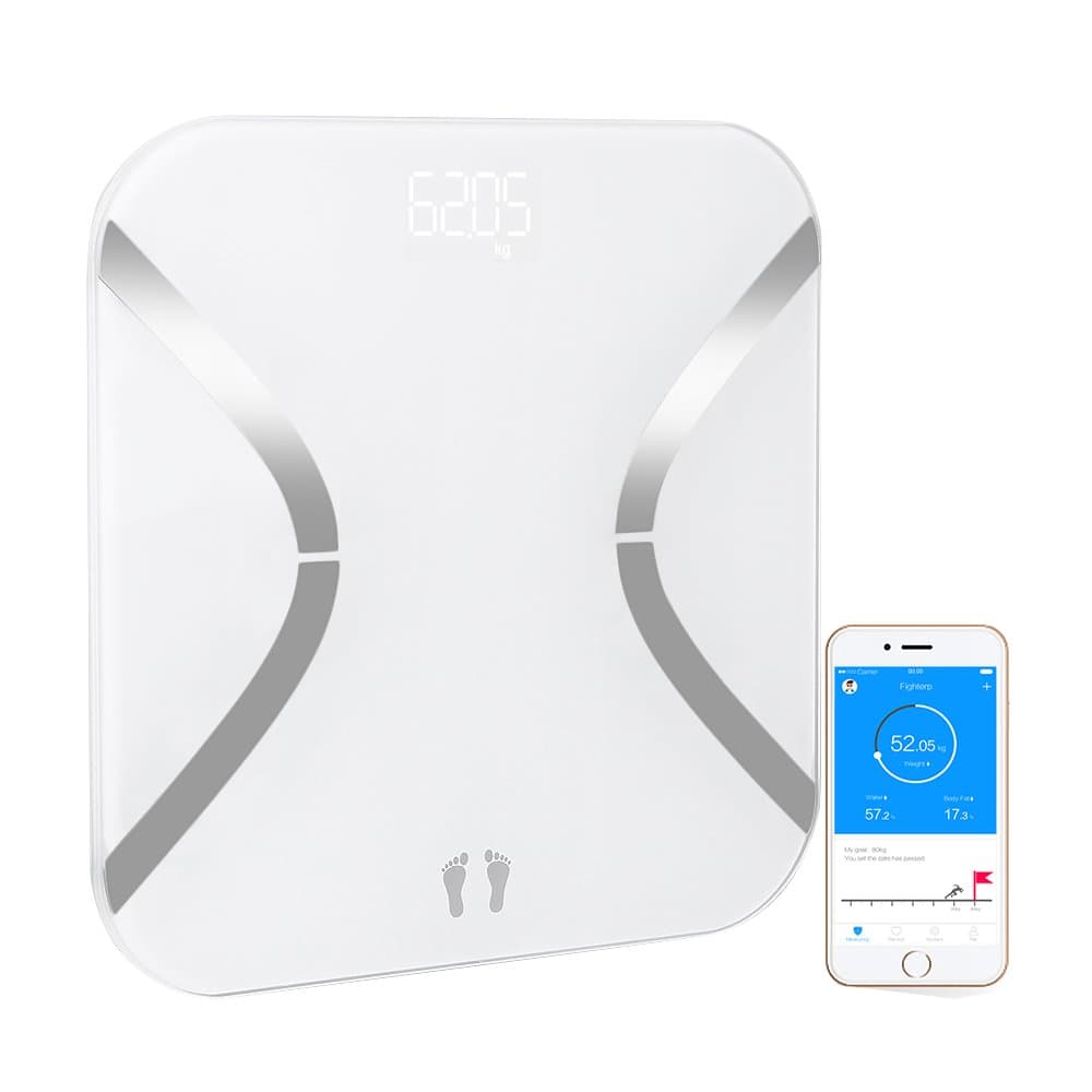 marsboy Mini LED Bluetooth Multi-Function Bathroom Scales Bathroom Body Weighing Scales Bathroom Body Analysis Scales Weight Body Fat BMI BMR Muscle and Bone Design etc.
