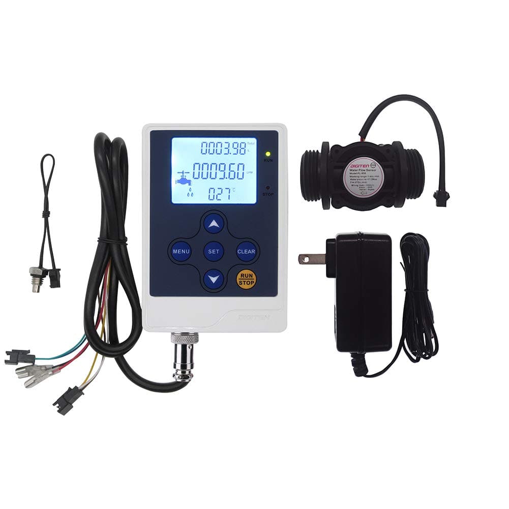 DIGITEN Water Flow Control LCD Display+G1"Flow Sensor Meter