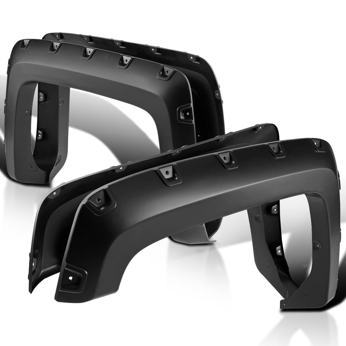 Spec-D Tuning 4PC Front + Rear Smooth Bolt On Pocket Style Fender Flares Compatible with 2014-2018 Chevy Silverado 2500HD 3500HD