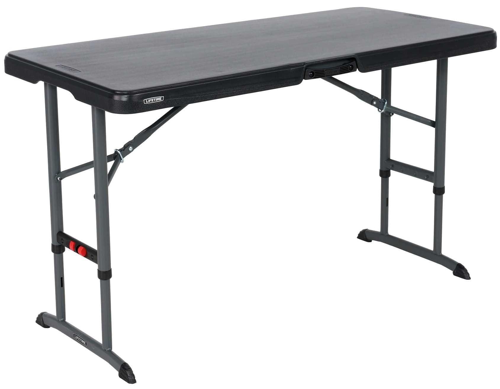 4-Foot Commercial Adjustable Folding Table, Black