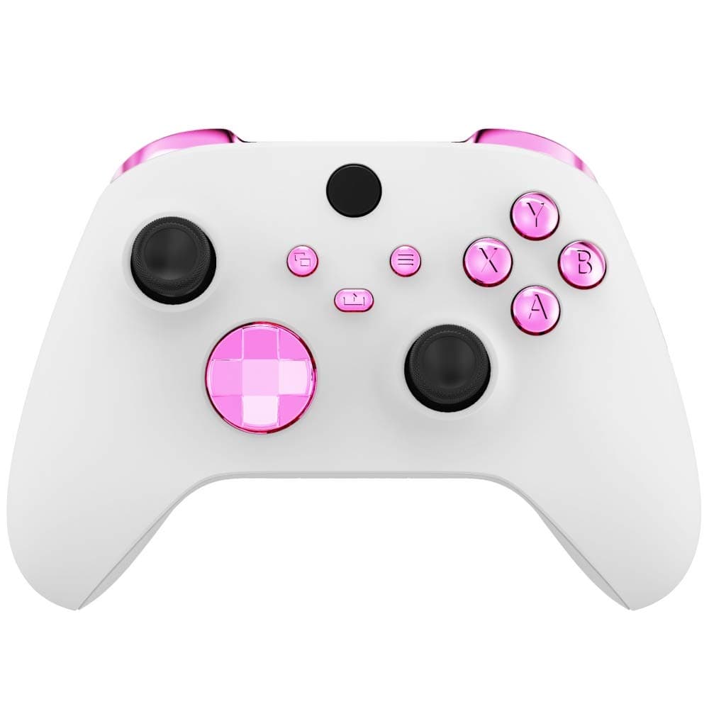 Replacement Buttons for Xbox Core Wireless Controller, Chrome Pink Glossy Custom LB RB LT RT Bumpers Trigers Dpad ABXY Start Back Sync Share Keys Parts for Xbox Series X & S Controller