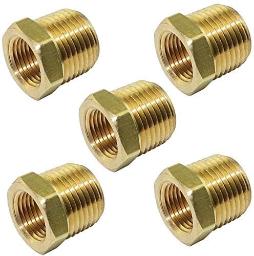 NPT Bushing Brass Hex Reducer Reducing Pipe Adapter Fitting 3/4" NPT Male x 1/2" NPT Female Thread 5pcs