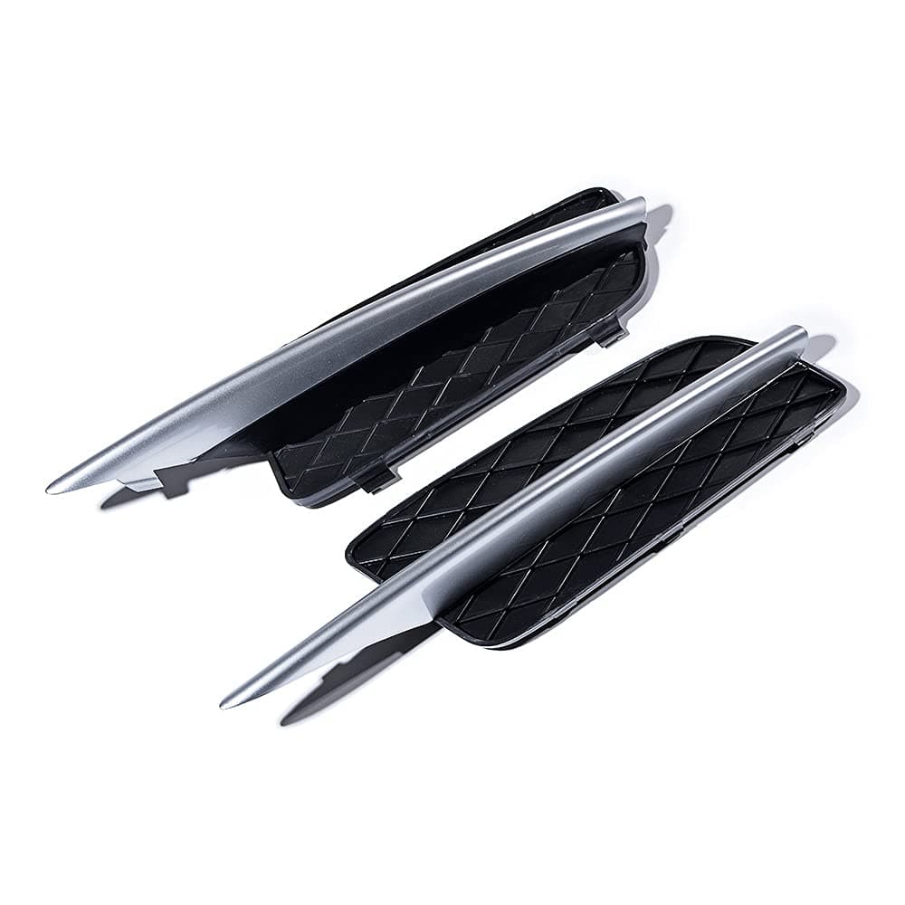 Compatible for BMW X5 E70 2007-2010 Black Front Fog Light Lower Bumper Grill Grilles Chrome Moulding Trim, Matte Black, Silver