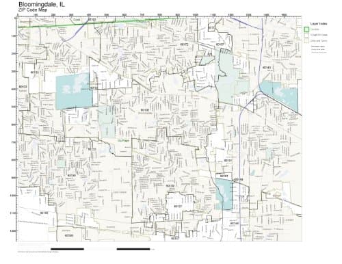 ZIP Code Wall Map of Bloomingdale, IL ZIP Code Map Laminated