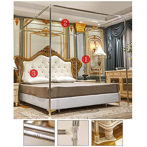 Bed Curtain Four Poster Bed Canopy Mosquito Net Double Layer Princess Blackout Curtains Canopy with Frame 18 - Hole Mesh Design Exquisite Bedroom Decoration (green,150 * 200 * 200)