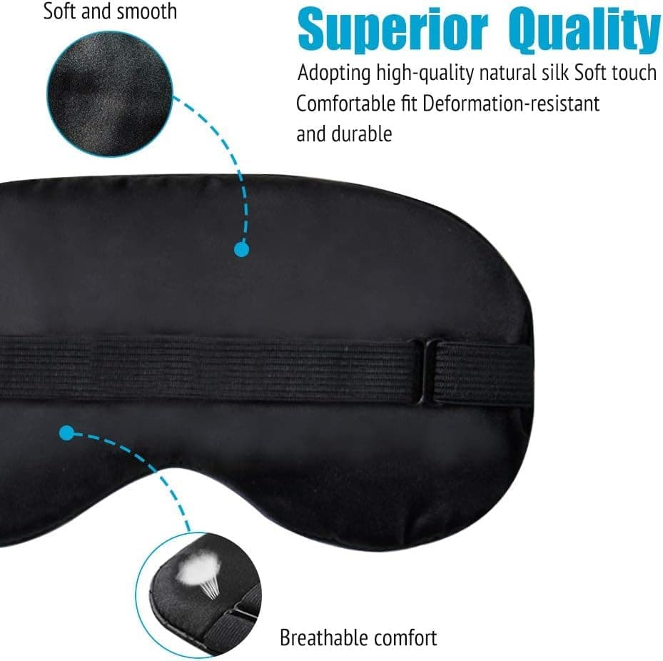 Comfort Sleep Mask, Deep Rest Light Blocking Eye Mask for Side Sleepers, Travel, Yoga, Lightweight, Soft and Contoured for Ultimate Rest (Black)