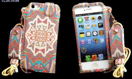 Thinkcase Carryberry 5 5S 5C Pattern Flower Leather phone case neck hanging wear strap rope cover for iphone 5C 5S DF12#