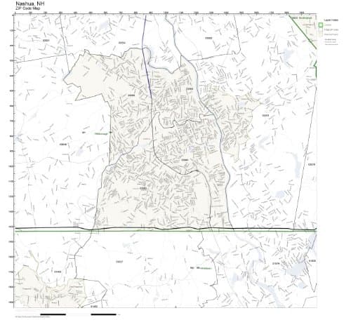 Working Maps Zip Code Wall Map of Nashua, NH Zip Code Map Laminated