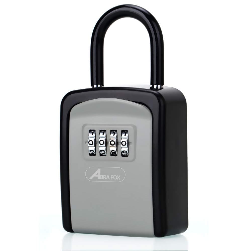ABRA FOX Key Lock Box, Combination Lockbox with Code for House Key Storage, Combo Door Locker