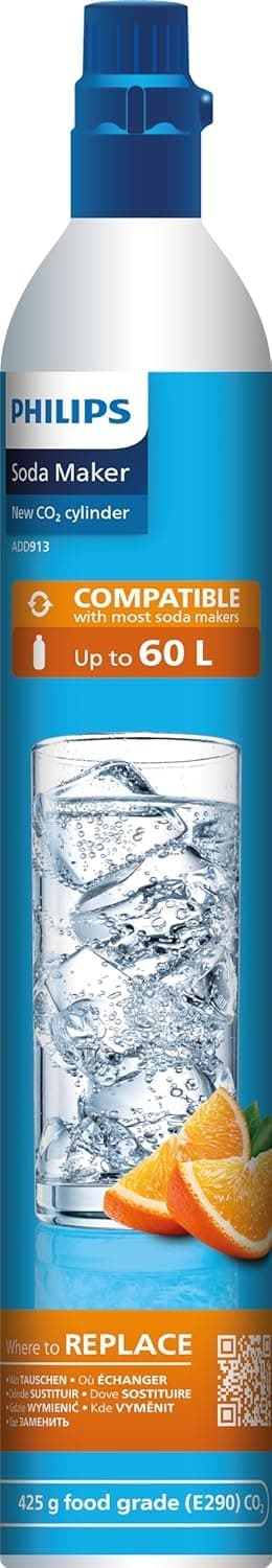 CO2 Canisters for Soda Maker, Philips 60L Threaded Refill Co2 Cylinder for Carbonated Water Machine, Compatible with All Screw-In Sparkling Water Maker, Refillable Co2 Cartridges