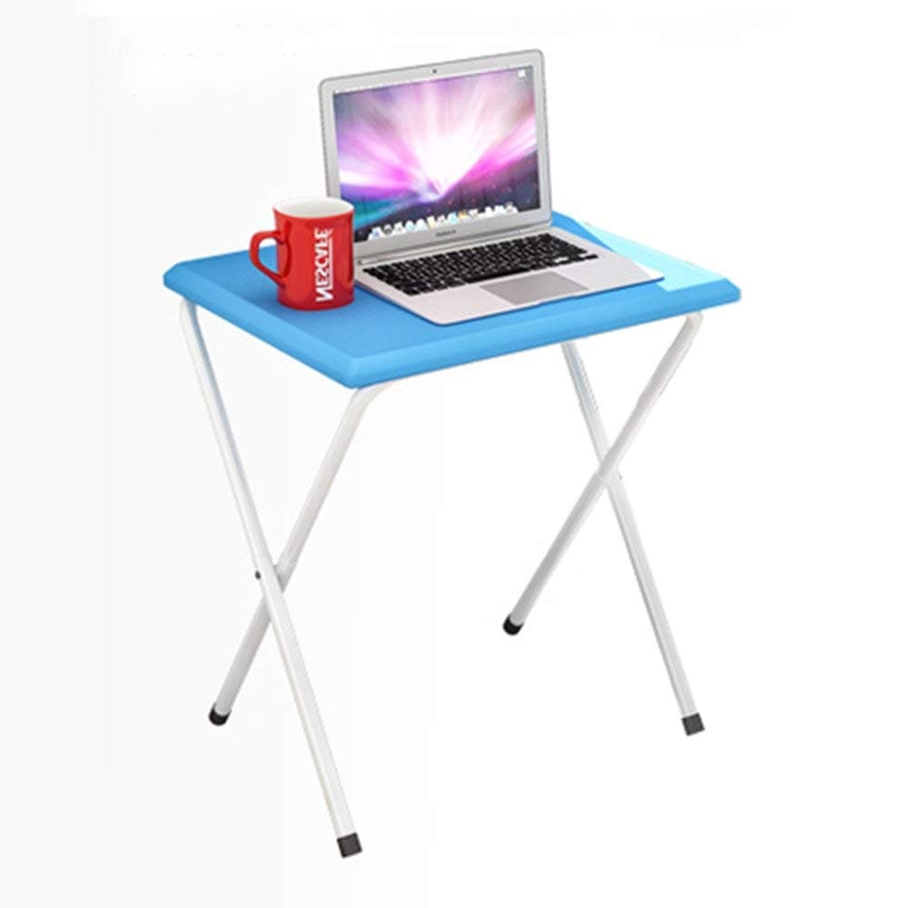 Folding table adjustable Small Computer Desk/Folding Book Desk/Outdoor Portable Dining Table/Multi-function Table Can be rotated (Color : Blue)