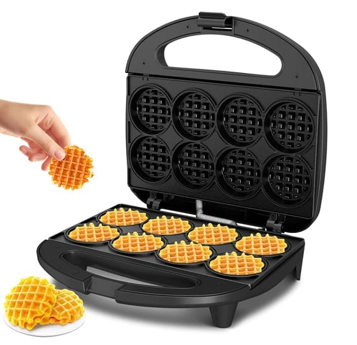 Mini Waffle Maker for Kids, Make Bite-Sized 8 * 2" Tiny Waffles, Great for Breakfast, Snacks, Desserts and More
