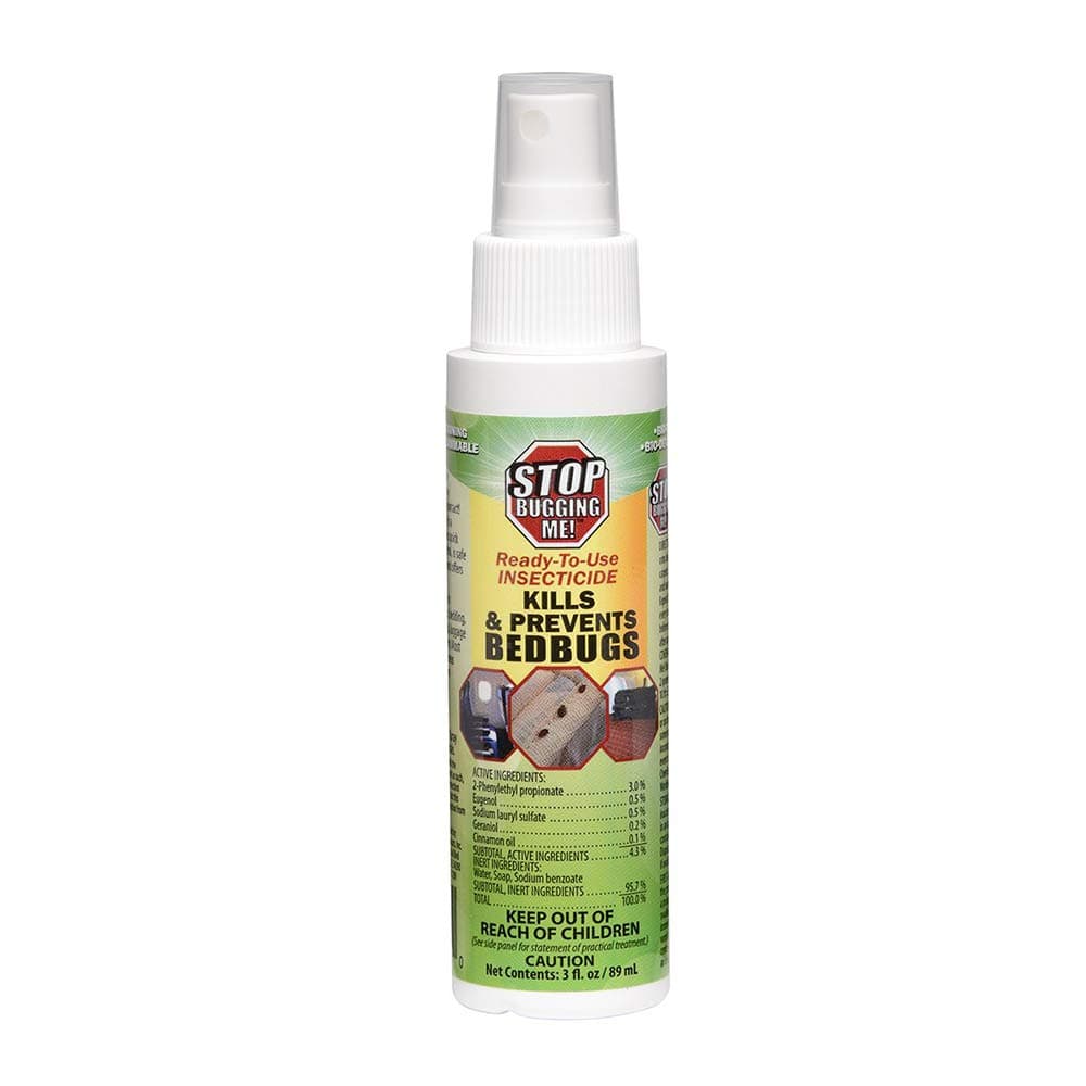 Stop Bugging Me! 3oz Bed Bug Killer and Repellent. Non-Aerosol Fingertip Travel Spray