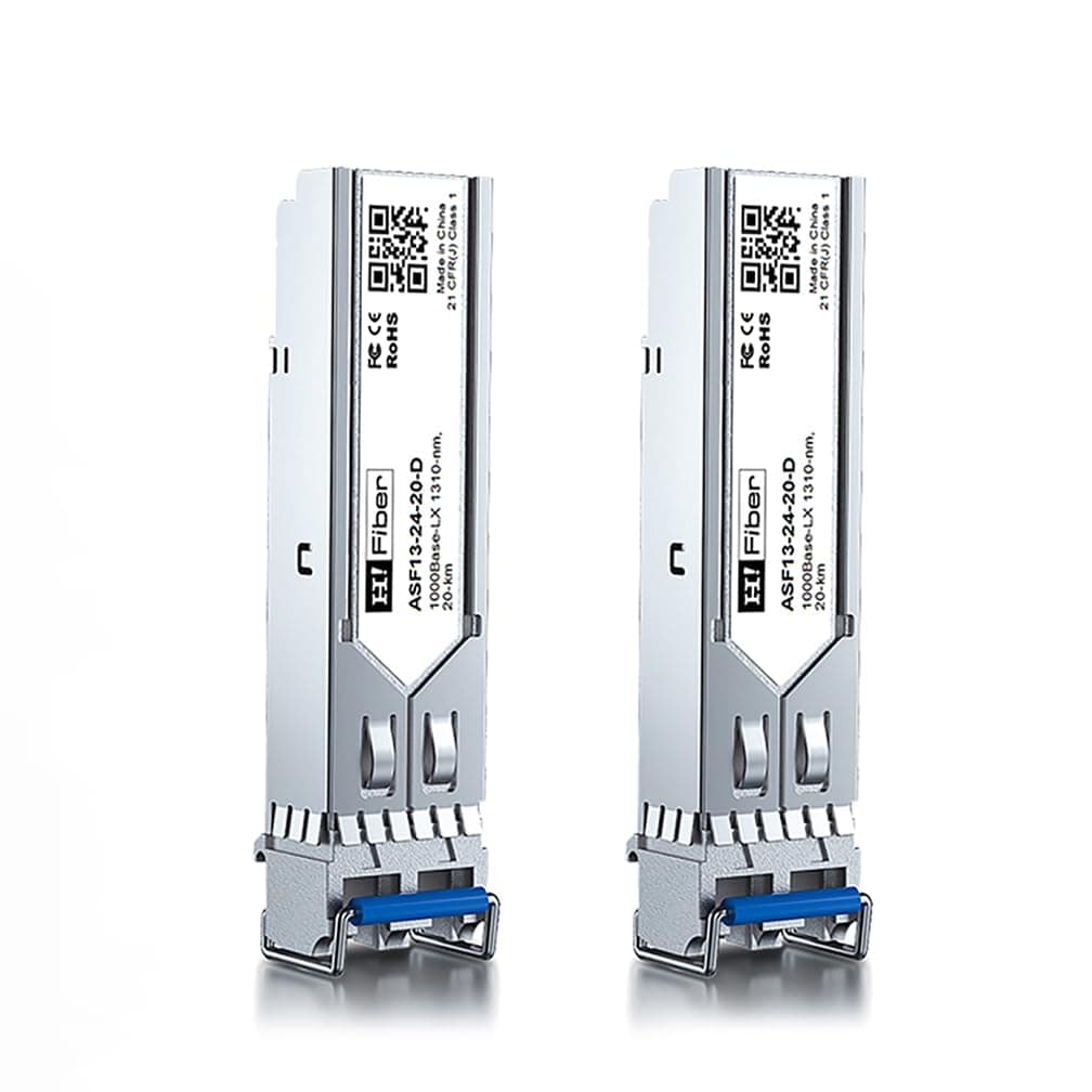 H!Fiber 1.25G Single Mode SFP LC Module, 1000Base-LX/LH Fiber Transceiver for Cisco GLC-LH-SMD, Meraki, Ubiquit UniFi, TP-Link, Fortinet, Intel, Netgear, Mikrotik and More (SMF,1310nm,20km,DDM) 2 Pack