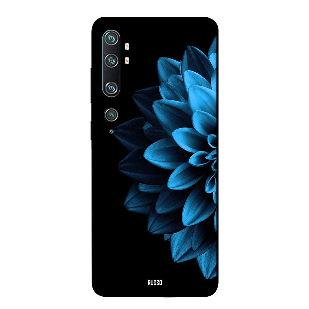 Russo Protective Printed Case Cover For Xiaomi Mi Note 10/ Note 10 Pro Blue Half Leaf Black Background