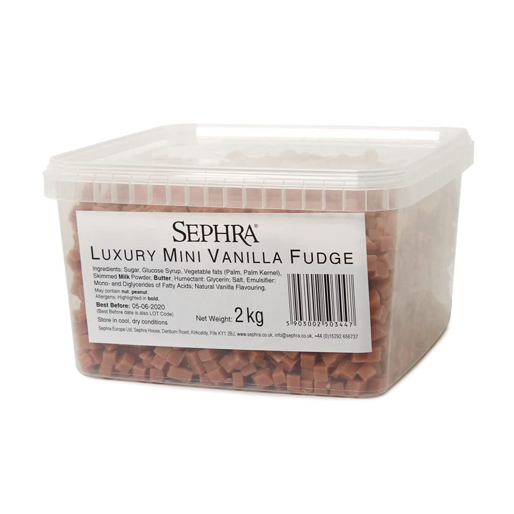 Sephra Mini Fudge Cube Pieces 2kg in Resealable Plastic Tub