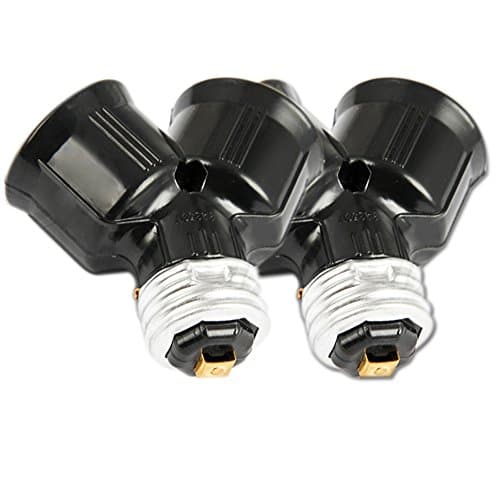 E26/E27 to 2×E26/E27 Light Bulb Socket Splitters For LED CFL and Standard Bulbs, Light Socket Converter and adapter, Pack of 2