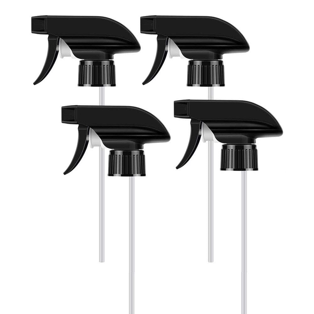 4 Pack Mist Spray & Stream Sprayer Replacement Fits Standard 8oz/16oz Bottles-Trigger Spray Nozzles for 28/400 Neck Boston Round Bottles(Black)