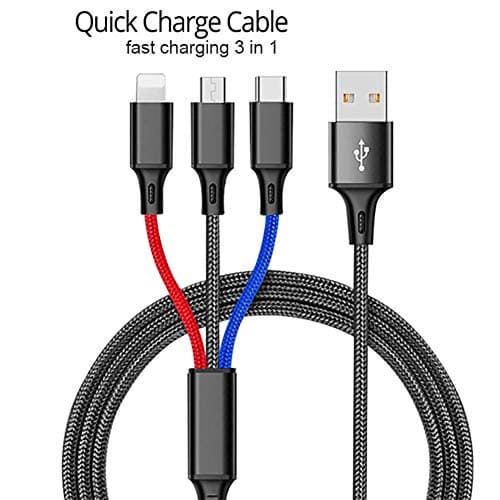 Quick Charging 3in1 USB Cable for Mobile Phone Micro USB Type C Charger Cable for iPhone Samsung 6 Charging Cable Micro Charger (1.2M)