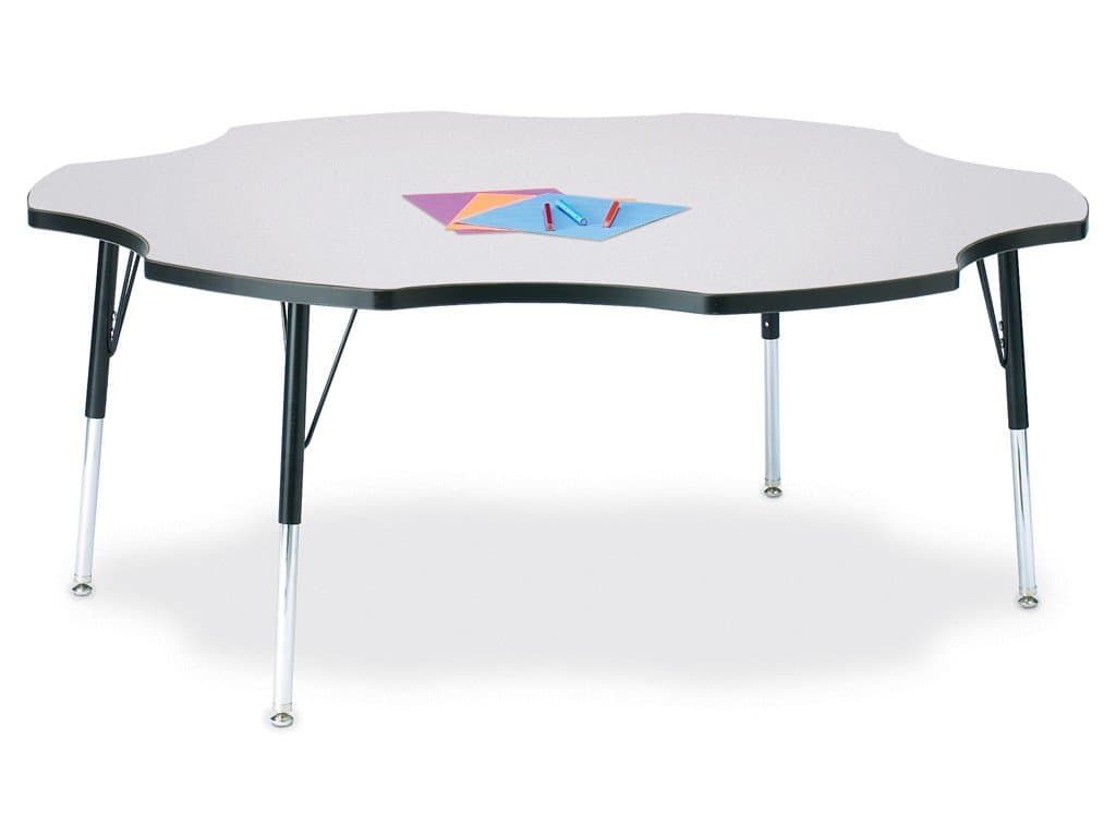 Berries Six Leaf Kids Activity Table - 60", E-Height - Gray/Black/Black