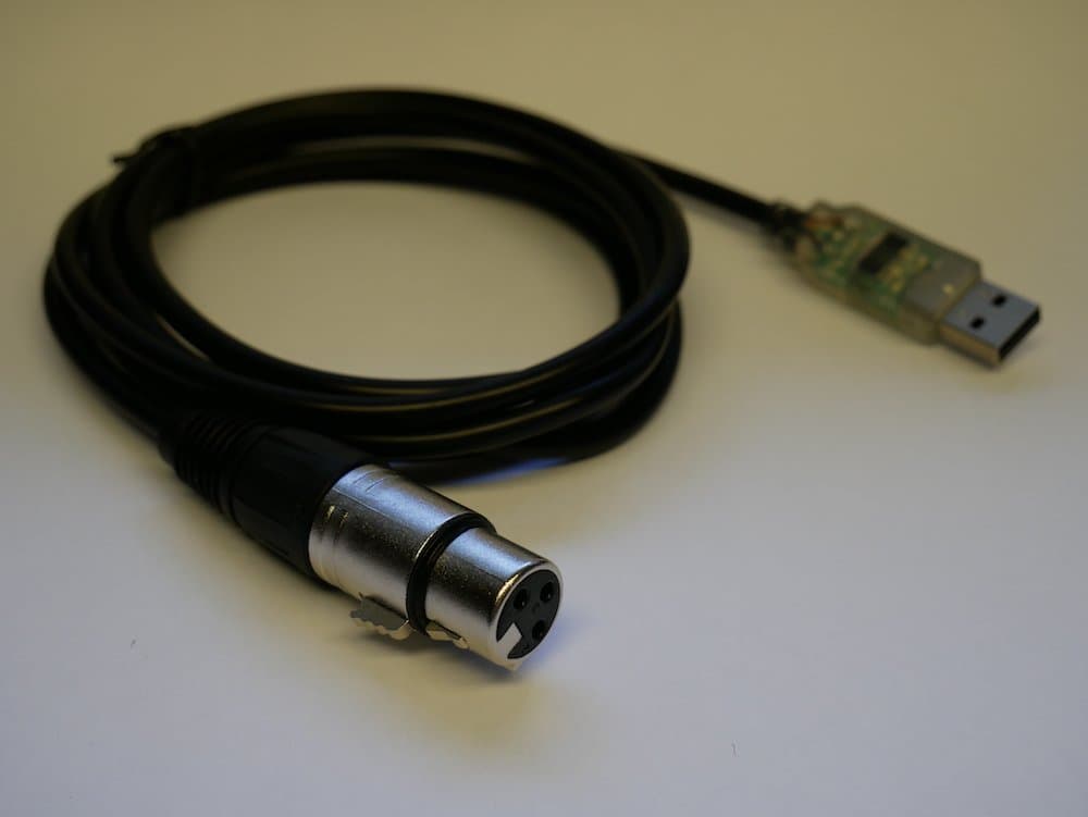 USB to DMX 512 Lighting Controller Adapter Dimmer for PC, 3 Pin XLR Female Connector, 6ft (180cm), Mac OS Compatible