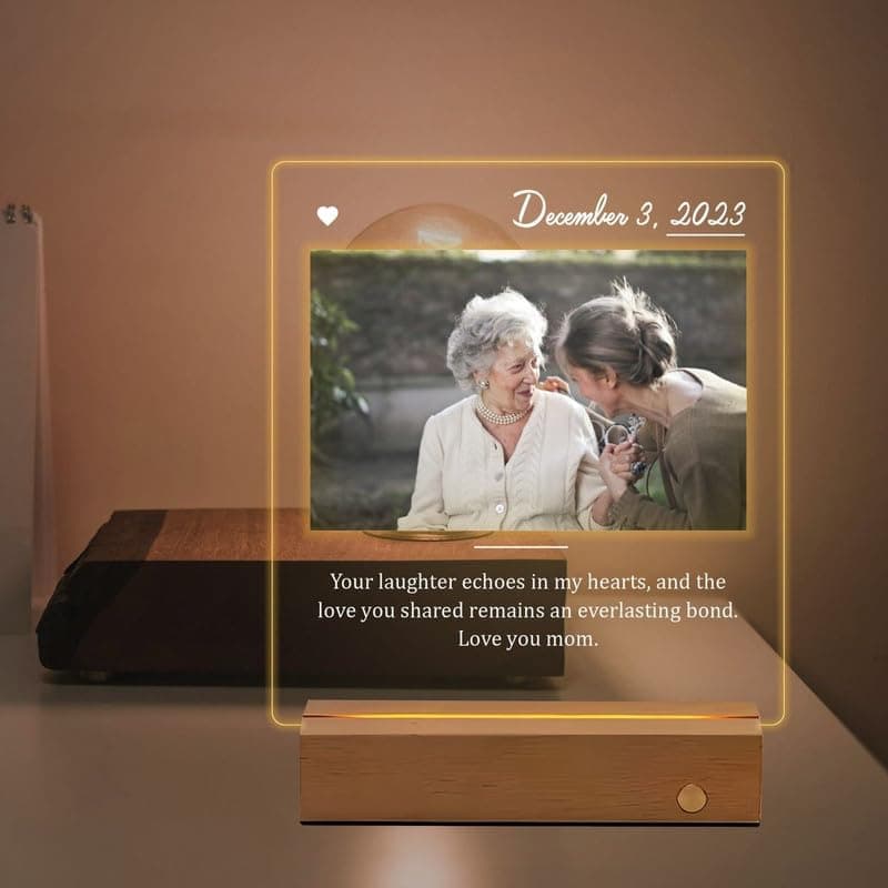 Personalised Acrylic Rectangular Photo Frame with Led, Customized Photo Frame, Birthday Gift, Engagement Gift, Couples Gift, Tabletop, Transparent, 15 x 20 cm
